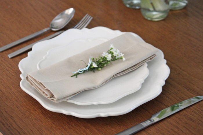 Scalloped plates with napkin