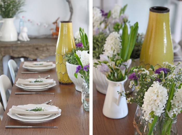 table setting with flowers